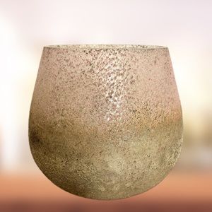 Terrain Rosy Rings Textured Glass Metallic Vessel Jar Cup Holder Beige Tan Cream